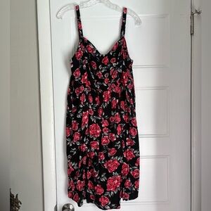Torrid Black and Pink Floral Midi Dress